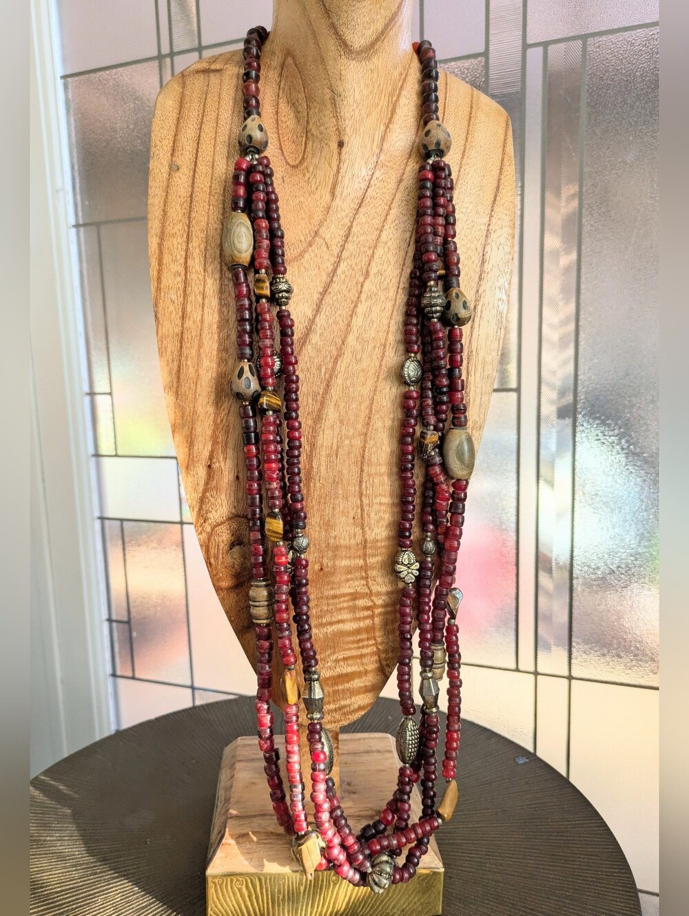 Artisanal Long Multi Strand Beaded Necklace